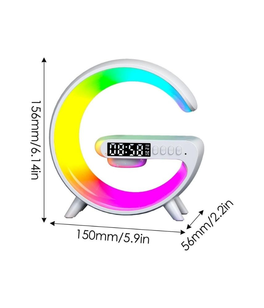 مصباح طاولة LED ذكي بإضاءة محيطية مع شاحن لاسلكي ومكبر صوت T