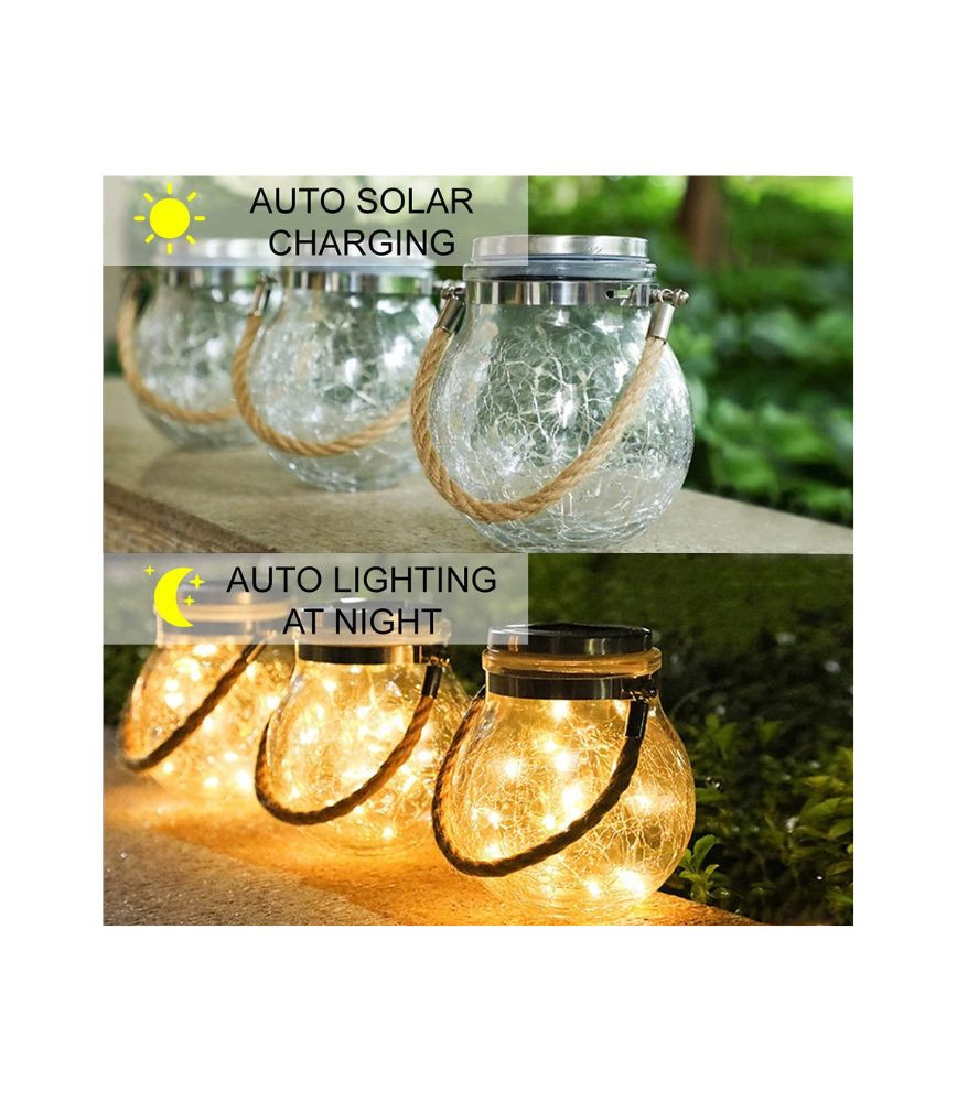 مصباح زجاجي ديكوري بإضاءة LED معلق بالطاقة الشمسية