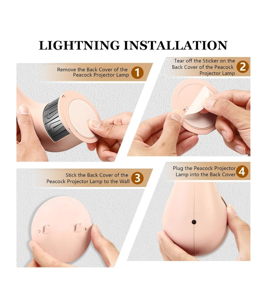 مصباح حائط بتصميم الطاووس بإضاءة LED ملونة ديكورية