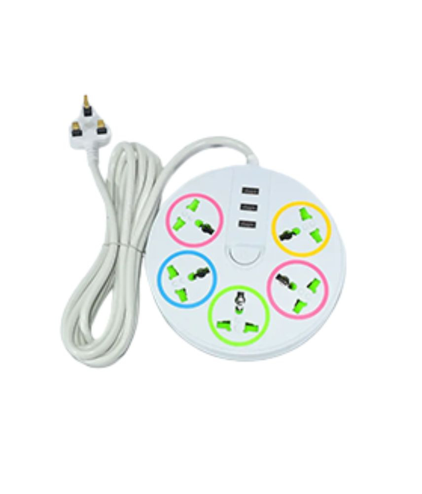 مقبس تمديد دائري متر 3 مقبس للشحن الذكي USB