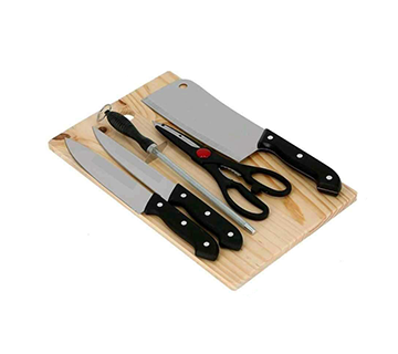 طقم سكاكين 5 قطع مع قطاعة خشبية