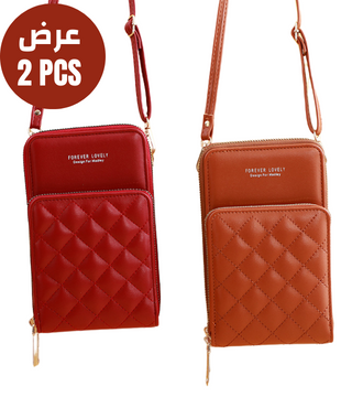 عرض قطعتين حقيبة جلدية للنساء