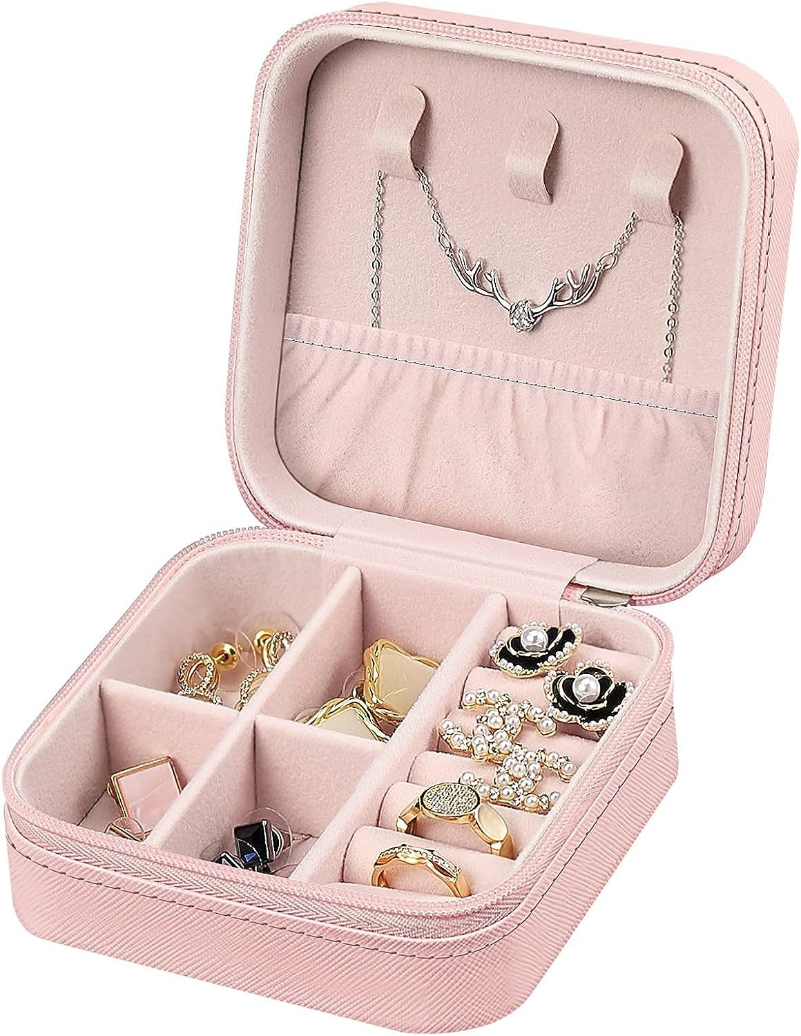 صندوق مجوهرات محمول للخواتم والقلادات