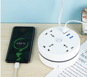 الوصله الأوروبي مع مقبس USB 3 أوضاع + 3 مقابس USB عالمية ، 2 متر - صورة 3