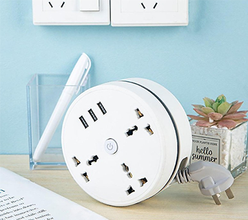 الوصله الأوروبي مع مقبس USB 3 أوضاع + 3 مقابس USB عالمية ، 2 متر - صورة 2