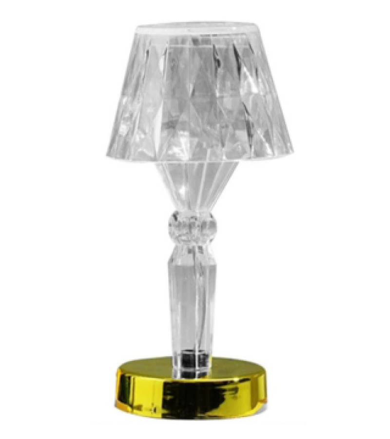 مصباح طاولة بلوري للسرير مع ضوء ليلي