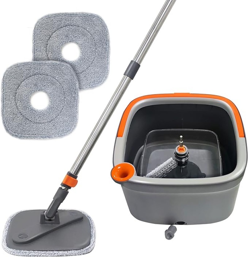 مجموعة ممسحة ودلاء مسطحة