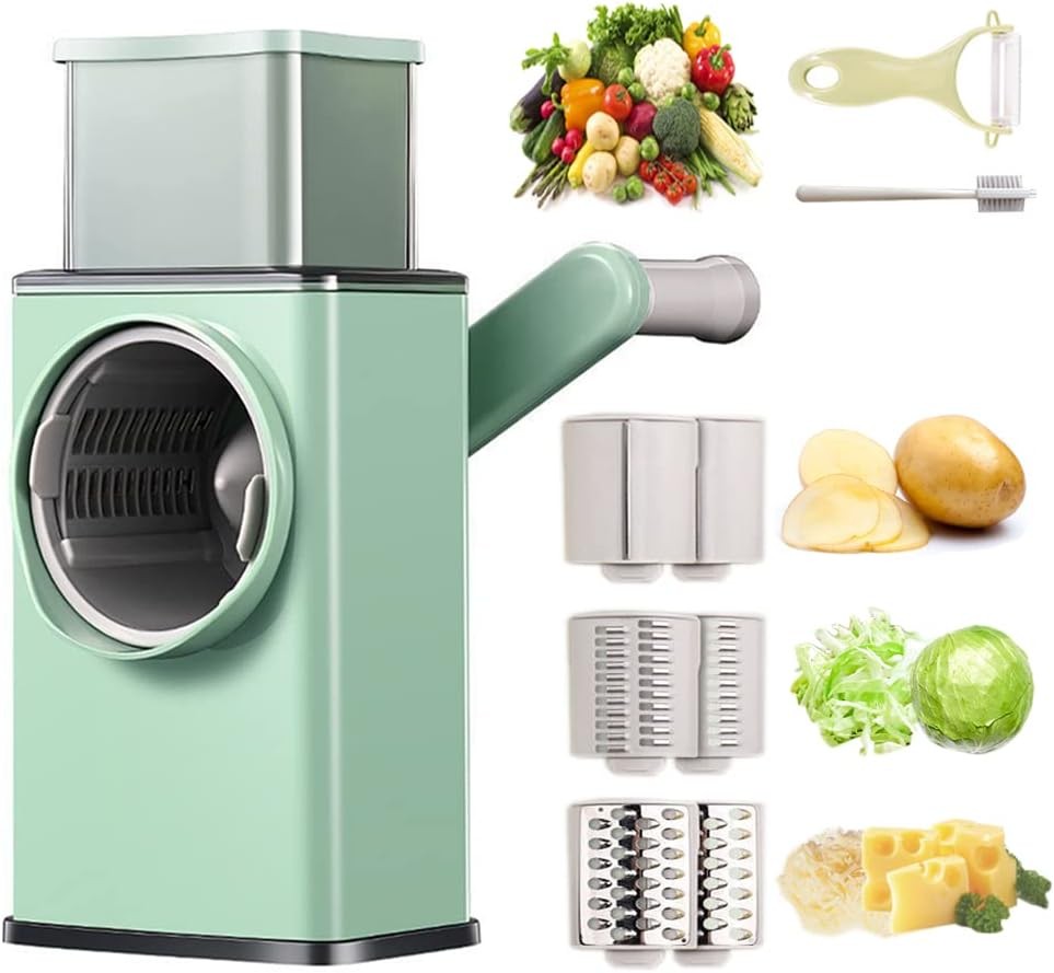 قاطع خضار فعال بمقبض، قطاعة ماندلين اليدوية متعددة الوظائف 3 في 1