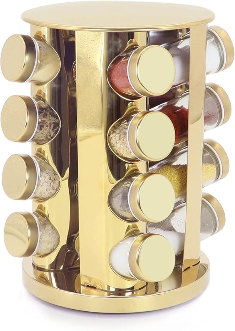 رف دوار ذهبي للتوابل والأعشاب
