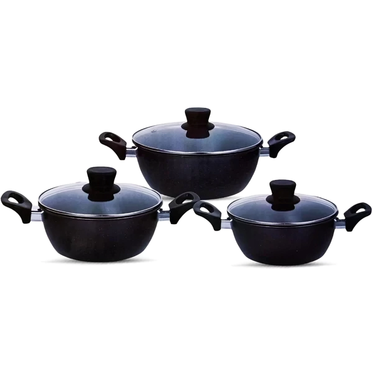 طقم أواني طهي مطلية بالجرانيت من هوت شيف - 6 قطع