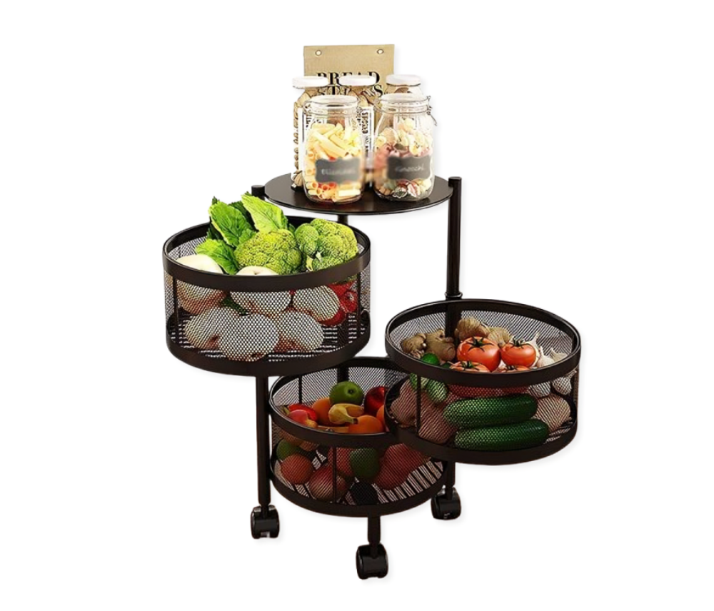 سلة تخزين دوارة متعددة الوظائف 3 طبقات