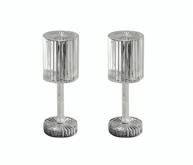 عرض قطعتين من اباجورة كريستال الشكل العمودى