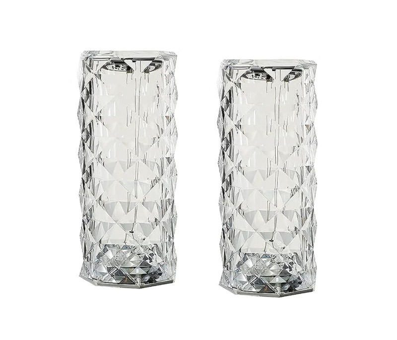 عرض قطعتين من مصباح طاولة كريستال مع التحكم باللمس