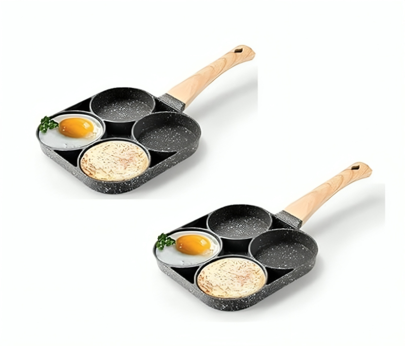 عرض قطعتين من طاسة قلي بـ4 فتحات دائرية مقاومة للالتصاق