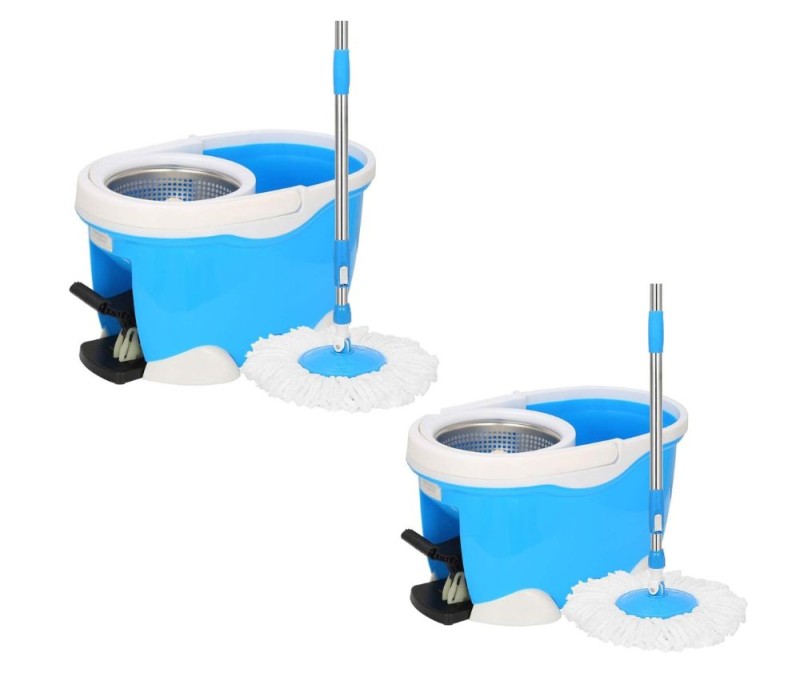 عرض قطعتين من طقم ممسحة جردل سهلة الدوران متعددة الاغراض