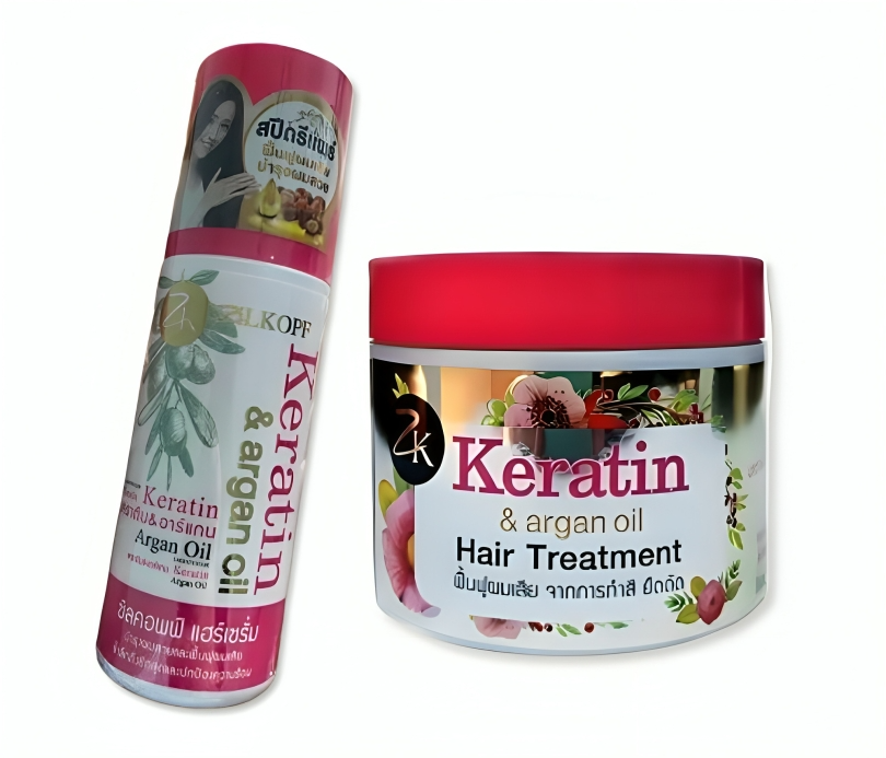 قناع وزيت الكيراتين والأرغان لعلاج الشعر