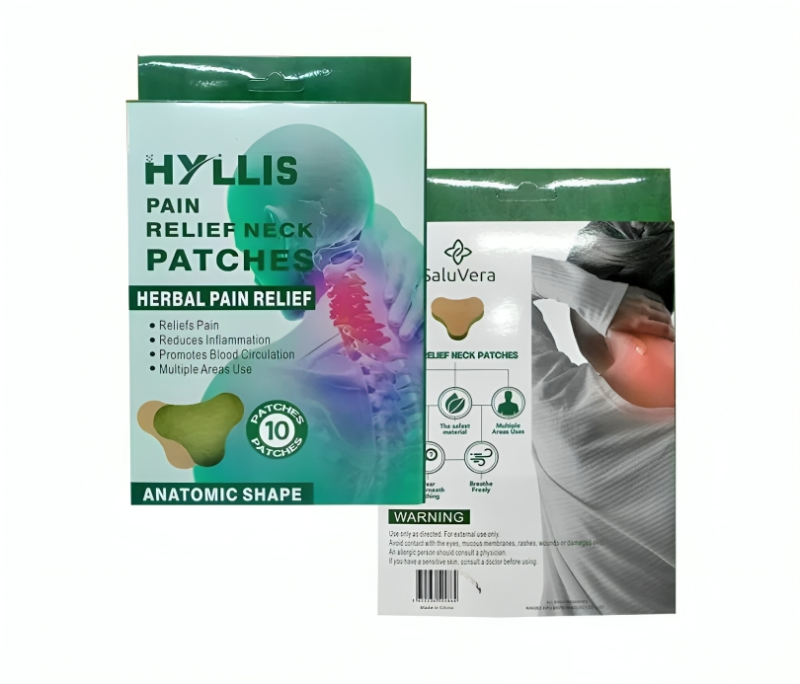 قطعتين من لاصقات عشبية لتخفيف آلام الفقرات والرقبة