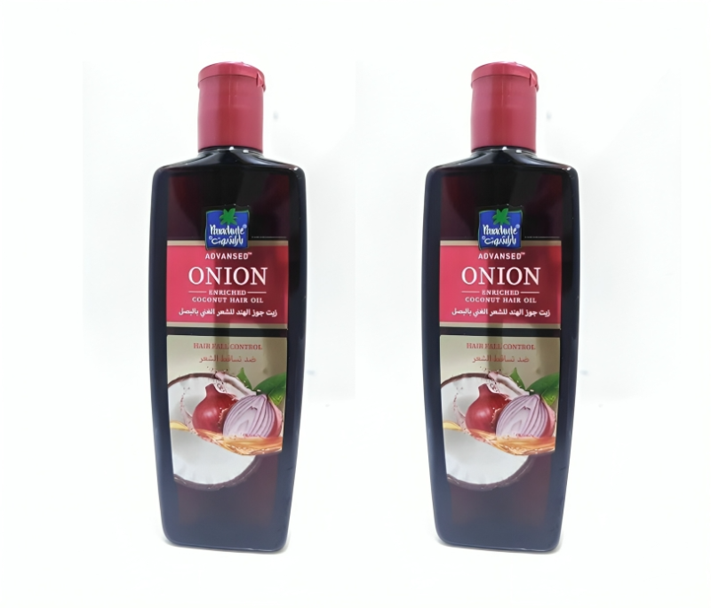 عرض قطعتين من زيت جوز الهند الغني بالبصل للشعر