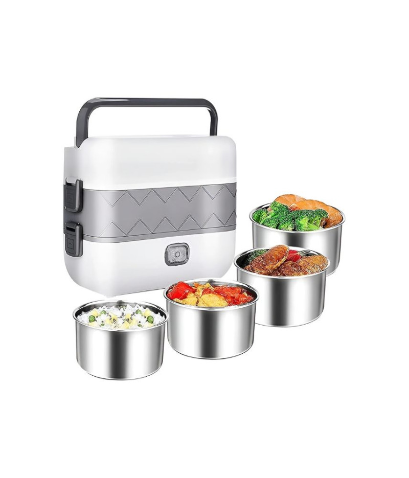 صندوق غداء كهربائي محمول ذاتي الطبخ من الفولاذ المقاوم للصدأ
