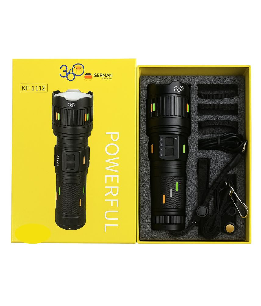 كشاف يدوي احترافي قوي قابل للشحن 360 German Technology