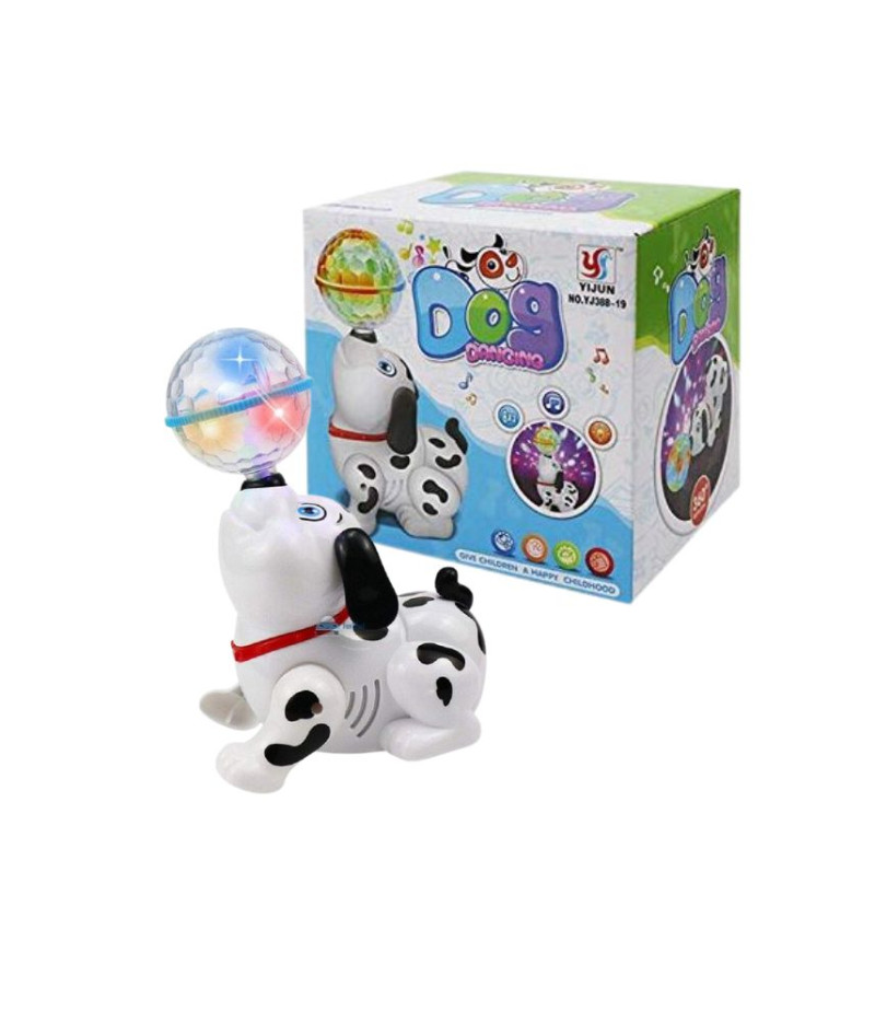 لعبة الكلب الراقصة مع موسيقى وأضواء متلألئة