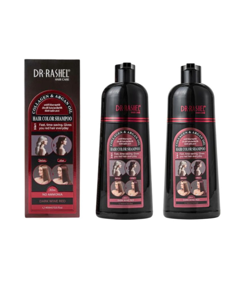 عرض قطعتين من شامبو تلوين الشعر د. راشيل بالكولاجين وزيت الأرجان
