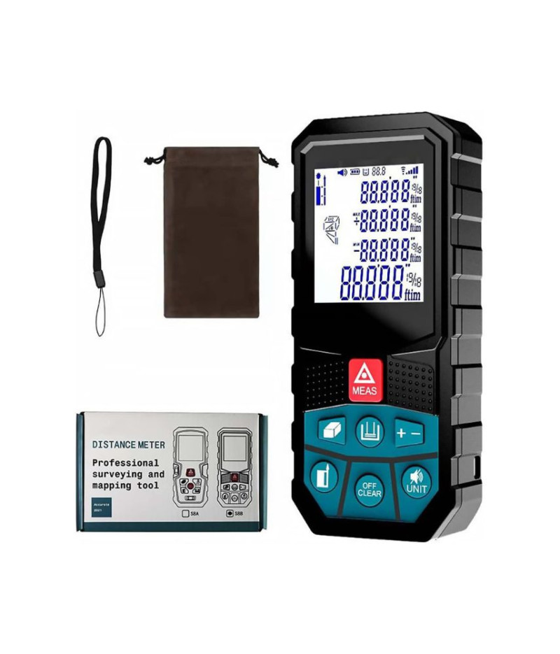 جهاز قياس مسافات ليزري رقمي متعدد الوظائف بشاشة LCD وشحن USB