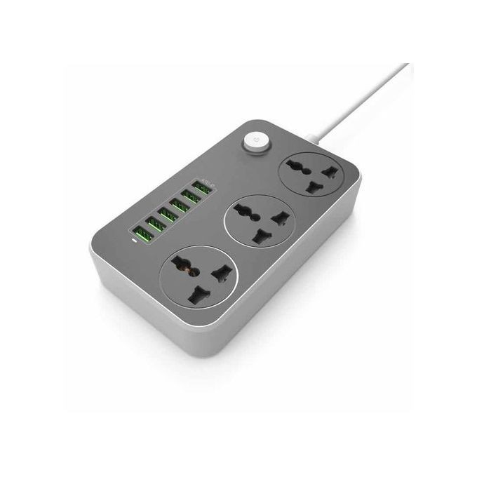 مشترك الطاقة 3 مآخذ إلى 6 منافذ USB للشحن الذكي 5 فولت ، محول شاحن عالمي ، كابل 2 متر - صورة 3
