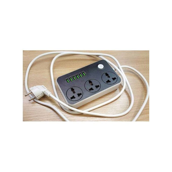 مشترك الطاقة 3 مآخذ إلى 6 منافذ USB للشحن الذكي 5 فولت ، محول شاحن عالمي ، كابل 2 متر - صورة 5