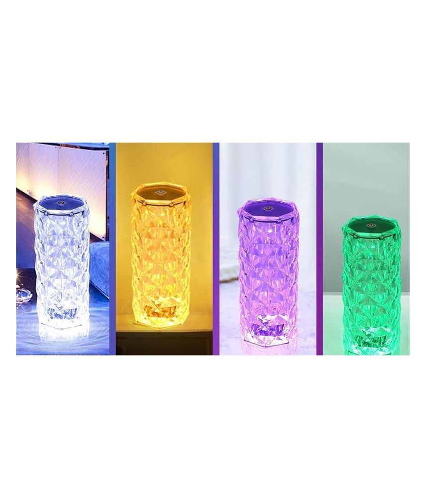 مصباح طاولة كريستالي LED باللمس مع 16 لون RGB وجهاز تحكم T