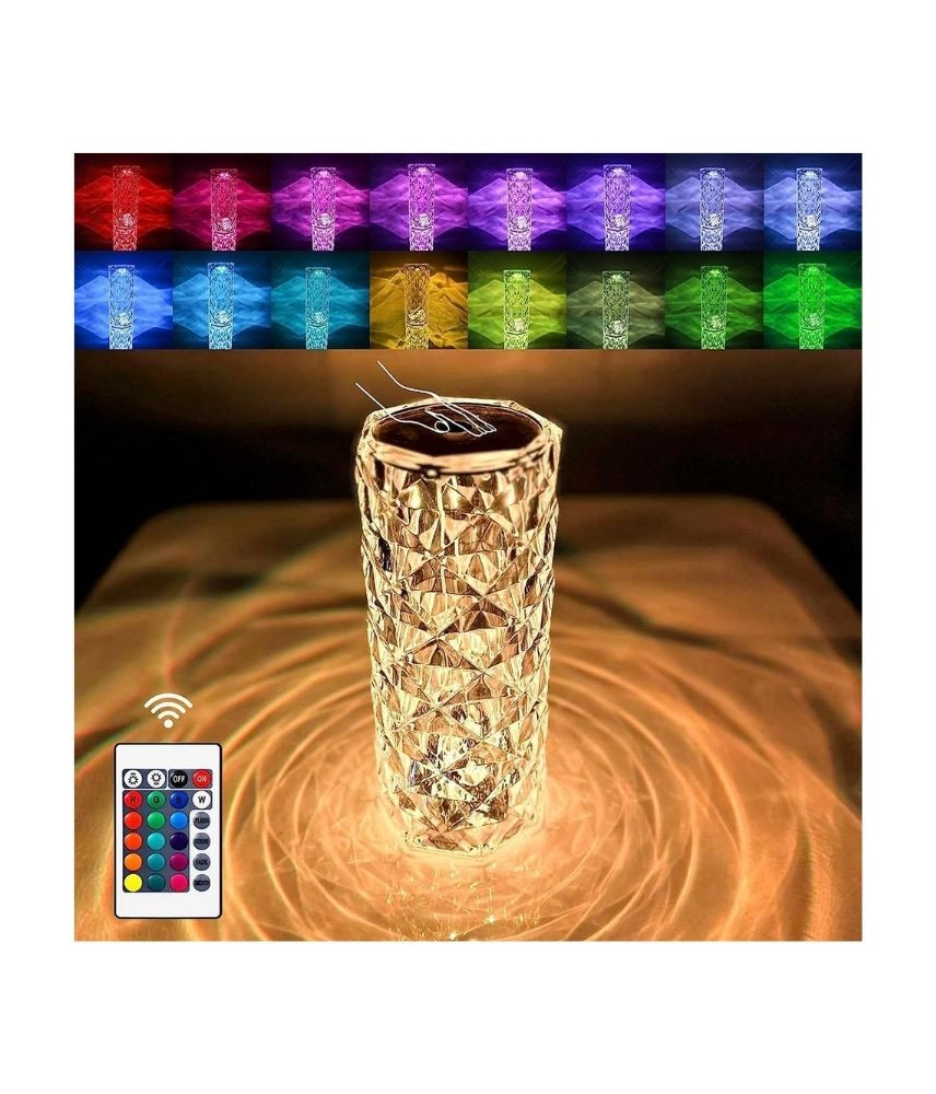 مصباح طاولة كريستالي LED باللمس مع 16 لون RGB وجهاز تحكم T - صورة 4
