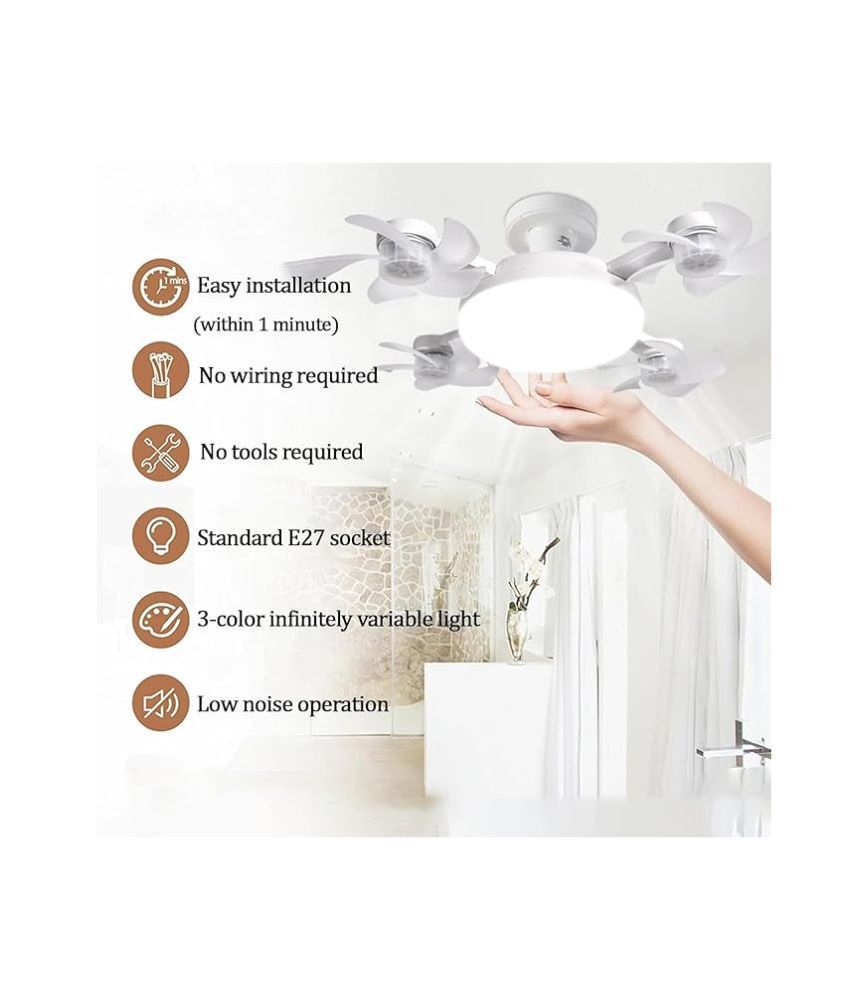 مروحة سقفية LED قابلة للطي 4 شفرات E27 بمقبس T