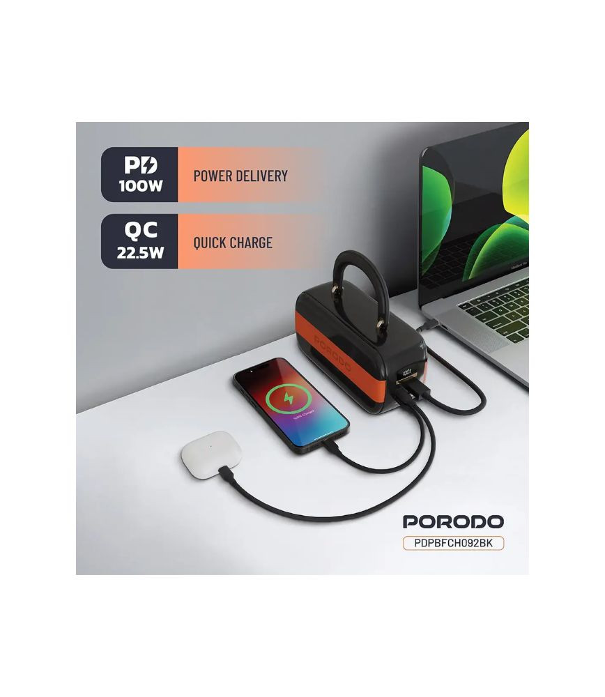 باور بانك Porodo Sway بسعة 60000mAh وشحن سريع 100 واط