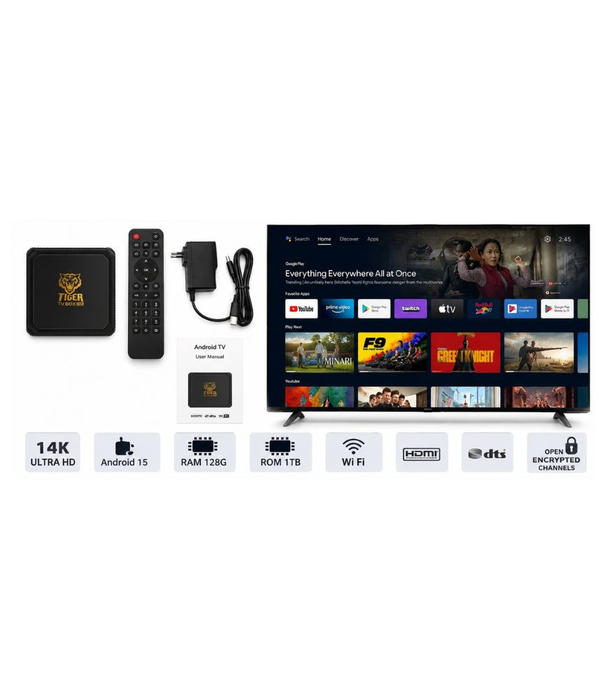 تيجر تي في بوكس Tiger TV Box أندرويد 15 بدقة 14K Ultra HD