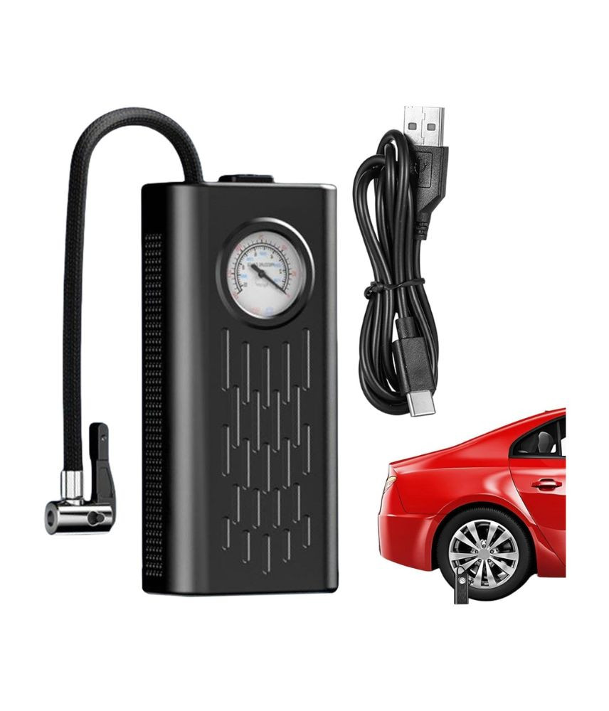 منفاخ هواء محمول لاسلكي USB-C مع مقياس ضغط للإطارات