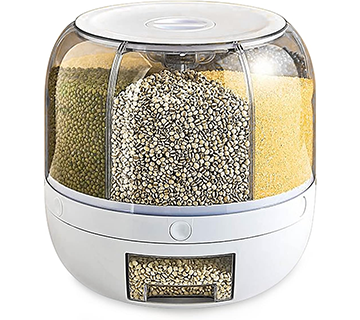 موزع حاوية تخزين الحبوب دوار 360 درجة