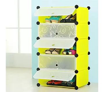 رف أحذية بلاستيكي محمول وقابل للطي متعدد الأغراض