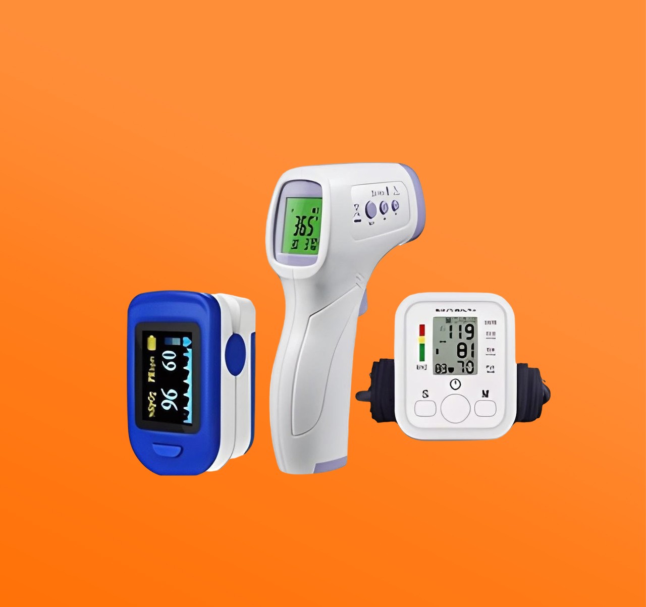 عرض جهاز الضغط و جهاز الحراره و جهاز قياس الاكسجين