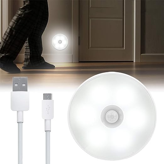 مصباح LED 6 وات مستشعر USB قابل لإعادة الشحن، ضوء حركة