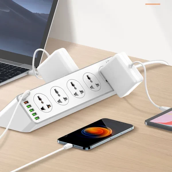مشترك كهربائي 5 عين بمفاتيح منفصله USB - صورة 2
