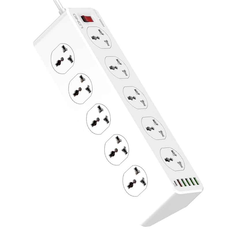 مشترك كهربائي 5 عين بمفاتيح منفصله USB - صورة 4